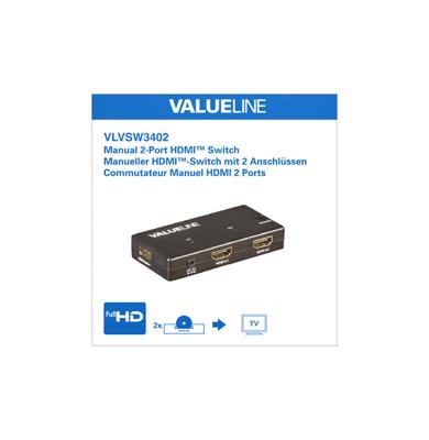 2-poorts HDMI-schakelaar zwart 3D Full HD 2-poorts HDMI-schakelaar zwart 3D Full HD