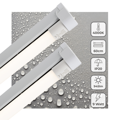 2 PACK - LED&apos;s Light LED licht balk 60 cm voor binnen - Armatuur inclusief LED TL buis - 1000 lm