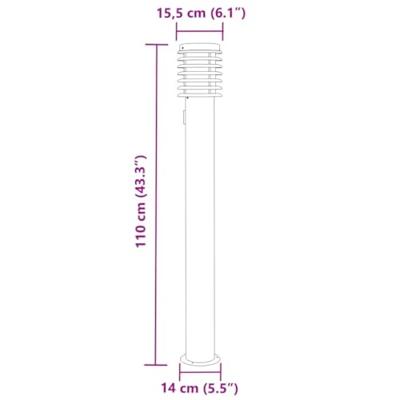 Buitenvloerlamp met stopcontact 110 cm roestvrijstaal zilver Buitenvloerlamp met stopcontact 110 cm roestvrijstaal zilver
