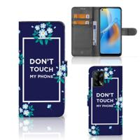 OPPO A74 4G Portemonnee Hoesje Flowers Blue DTMP - thumbnail