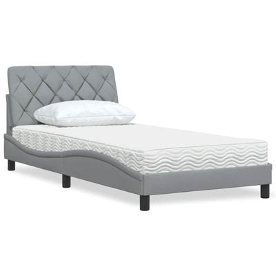 Bed met matras stof lichtgrijs 140x190 cm