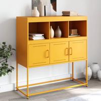 Dressoir 100,5x39x107 cm koudgewalst staal mosterdgeel - thumbnail