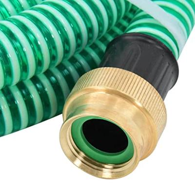 VidaXL Zuigslang met messing koppelingen 1,1&apos;&apos; 10 m pvc groen