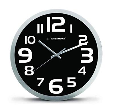 Esperanza EHC013K Wall Clock - Zurich - Black Kwartsklok Ovaal Zwart, Wit
