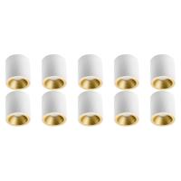 Ronde Opbouwspot Set 10x - GU10 Fitting - Mat Wit/Goud - Ø90mm Aluminium - thumbnail