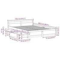Bedframe zonder matras massief grenenhout wit 150x200 cm - thumbnail