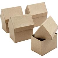 Creativ Company Huizen papier-mache, set van 4 - thumbnail