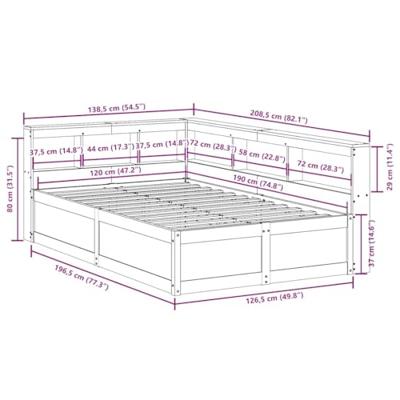 Bed met boekenkast zonder matras grenenhout wasbruin 120x190 cm