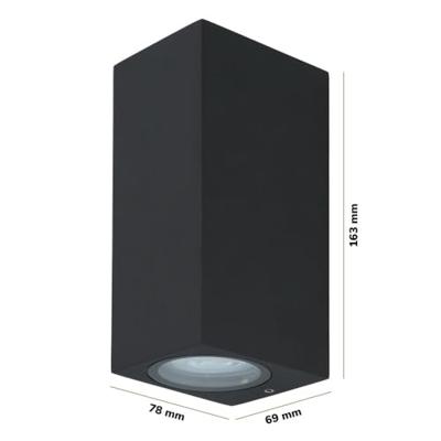 Selma Dimbare LED Wandlamp - 2x GU10 - IP65 - Up & Down Light - Vierkant - Zwart - Voor binnen en buiten