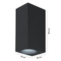 Selma Dimbare LED Wandlamp - 2x GU10 - IP65 - Up & Down Light - Vierkant - Zwart - Voor binnen en buiten - thumbnail