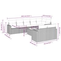 8-delige Loungeset met kussens poly rattan beige - thumbnail