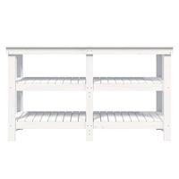 Werkbank 142,5x50x80 cm massief grenenhout wit - thumbnail