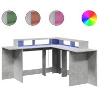 Bureau met LED-verlichting 152x152x91 cm hout betongrijs - thumbnail