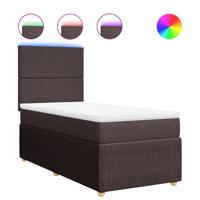 Boxspring met matras stof donkerbruin 80x200 cm - thumbnail