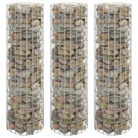 VidaXL Gabion plantenbakken 3 st rond verhoogd ø30x100 cm staal - thumbnail