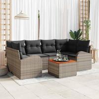 Tuinbankenset met kussen 7 pcs Grijs poly rattan - thumbnail