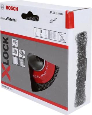 Bosch Accessoires X-LOCK Kegelborstel gegolfde draad 115mm Staal 0.3mm - 1 stuk(s) - 2608620732 Bosch Accessoires X-LOCK Kegelborstel gegolfde draad 115mm Staal 0.3mm - 1 stuk(s) - 2608620732