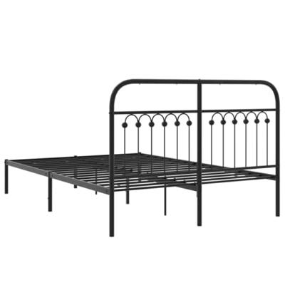 Bedframe met hoofdbord metaal zwart 140x200 cm - thumbnail