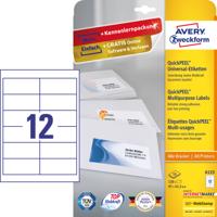 Avery-Zweckform 6123 97.3 x 42.3 mm Papier Wit 120 stuk(s) Permanent hechtend Universele etiketten Inkt, Laser, Kopie 10 vel - thumbnail