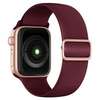 Elastische Solo Loop bandje - Wijnrood - Geschikt voor Apple Watch 44mm / 45mm / 46mm / 49mm - thumbnail