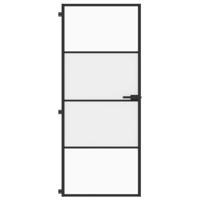 VidaXL Binnendeur smal 83x201,5 cm gehard glas en aluminium zwart - thumbnail