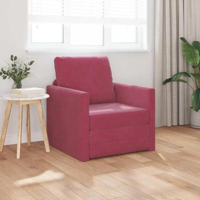 Vloerslaapbank met kussen Wijnrood 74 x 77 x 81 cm Fluweel