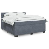 Boxspring met matras fluweel donkergrijs 180x200 cm - thumbnail