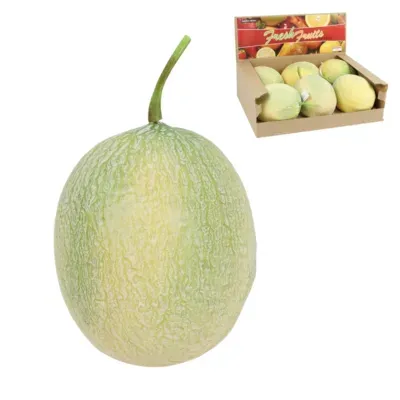 Decoratie fruit meloen geel/groen 15 cm | 6 stuks