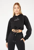 Couture Club Essentials Signature Tie Hem Hoodie Dames Zwart - Maat M - Kleur: Zwart | Soccerfanshop - thumbnail