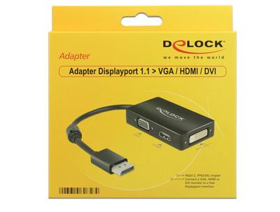 DeLOCK displayport > vga/hdmi/dvi adapter (zwart)
