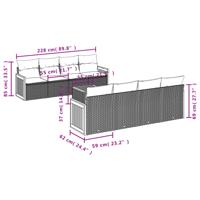 9-delige Loungeset met kussens poly rattan zwart - thumbnail