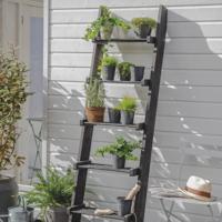 Decoratie Ladder Hout Zwart Moreton - thumbnail