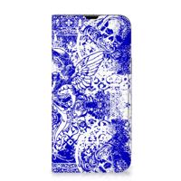 Mobiel BookCase iPhone 13 Pro Max Angel Skull Blauw - thumbnail