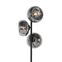 QAZQA Art Deco vloerlamp zwart met smoke glas 3-lichts - Ayesha - thumbnail