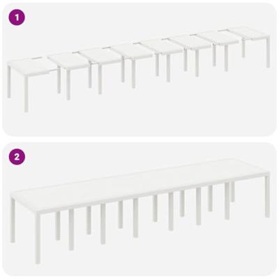 Tuintafel 400x100x73 cm poly rattan wit - thumbnail