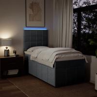 Boxspring met matras stof lichtgrijs 80x200 cm - thumbnail