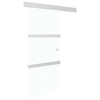 Schuifdeur 90x212 cm ESG-glas en aluminium zilverkleurig