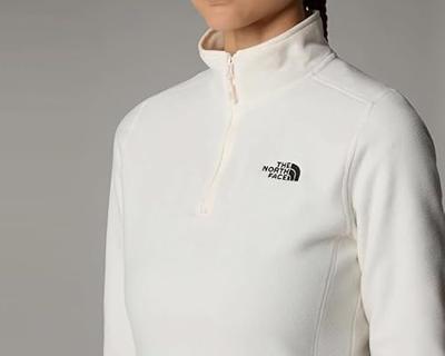 The North Face 100 Glacier 1/4 Zip Fleece Dames White Dune/NPF S