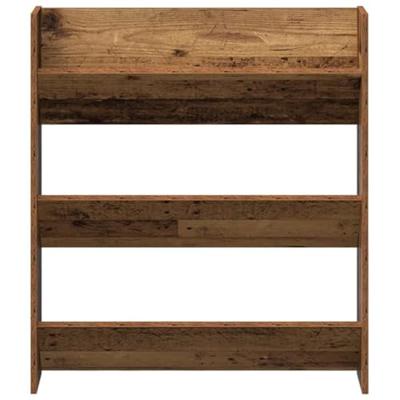Wandschoenenkast 80x18x90 cm bewerkt hout oud houtkleurig