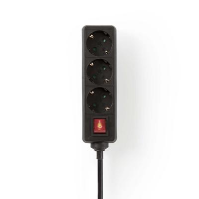 Nedis EXSO315F2BK Stekkerdoos Beschermend Contact Met Aan/uit-schakelaar 3-weg 1,5 M Zwart