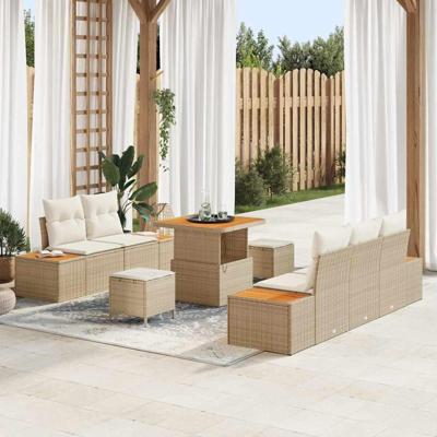 Tuin Sofa Set met kussen 8 pcs Beige, Crème 80 x 80 x 71 cm
