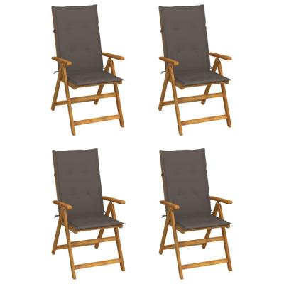 Tuinstoelen 4 st verstelbaar met kussens massief acaciahout