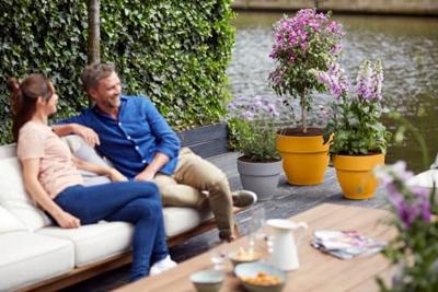 Elho Vibia Campana bloempot rond 30 cm honinggeel