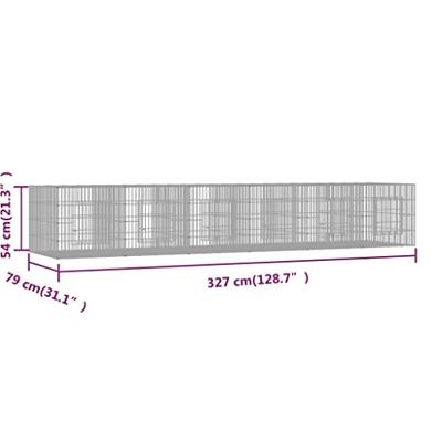 Konijnenkooi met 6 panelen 327x79x54 cm gegalvaniseerd ijzer - thumbnail