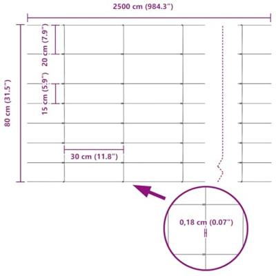 Weidehekwerk Zilver 25 x 0.8 m Gegalvaniseerd staal