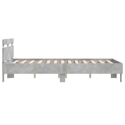 Bedframe met hoofdeinde en LED betongrijs 120x190 cm