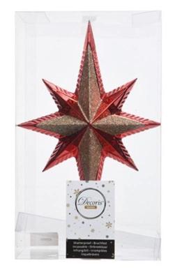 Decoris Piek plastic Kerstrood met glitters 7x15x26cm