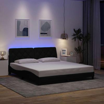 Bedframe met LED zonder matras 180x200 cm stof zwart
