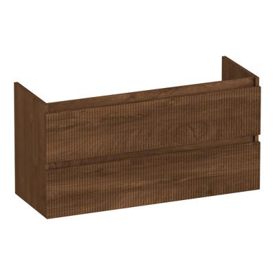 Brauer Joy Wavy - Onderkast Ondiep - 100 cm - met 2 Softclose Lades Greeploos en 1 Sifon Uitsparing - Forest Cacao