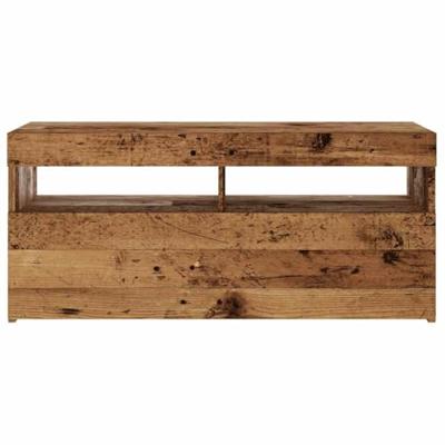 Tv-meubel met LED 90x35x40 cm bewerkt hout oud hout Tv-meubel met LED 90x35x40 cm bewerkt hout oud hout
